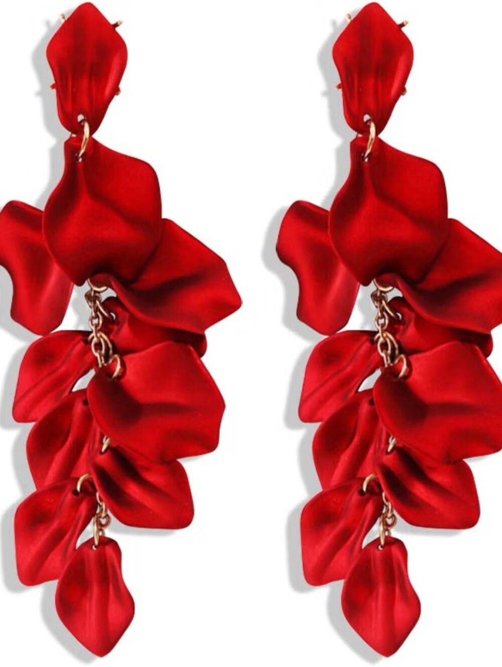 Long Acrylic Rose Petal Earrings Dangle Drop Statement